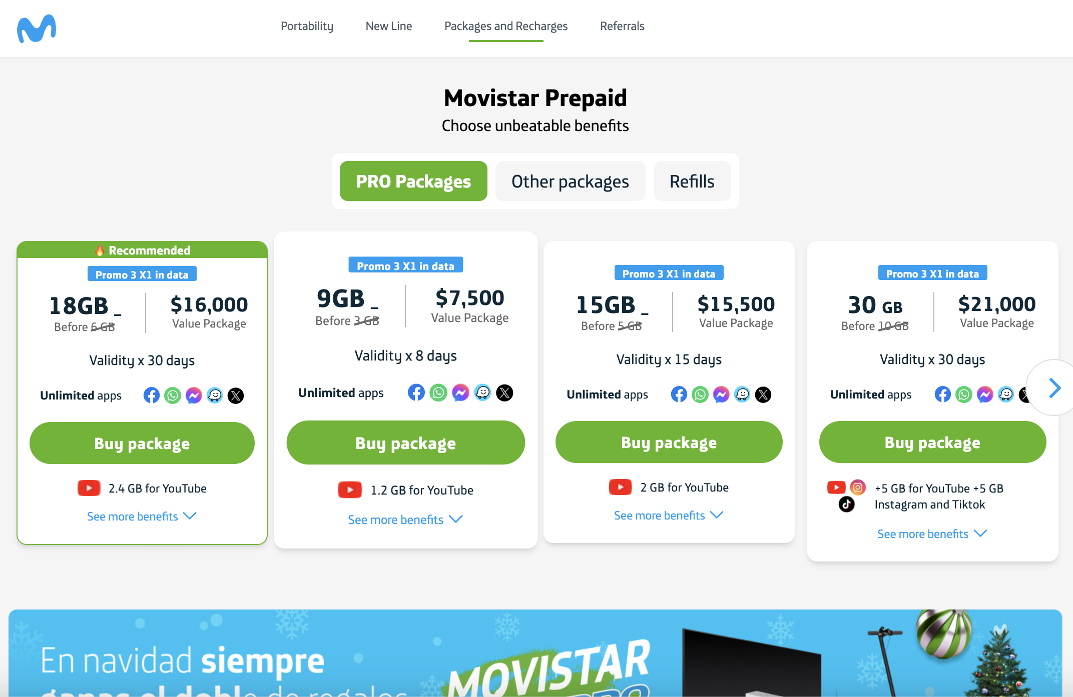 Colombia SIM Card - Movistar Prepago (Prepaid) Packages