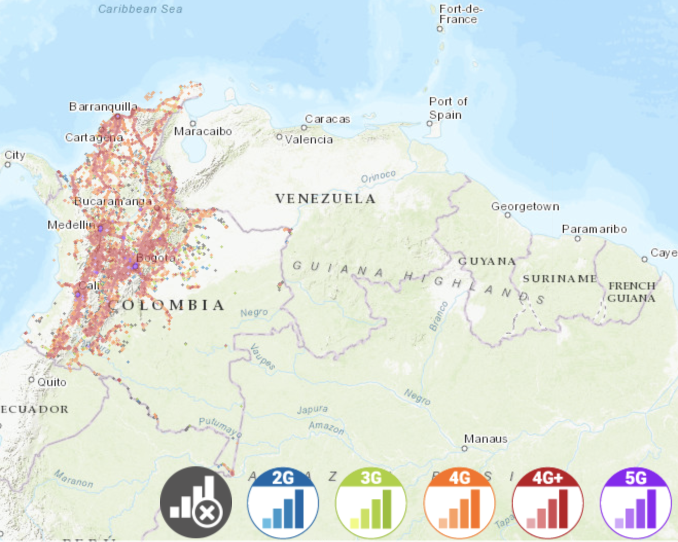 Colombia SIM Card - Country Mobile Network Coverage