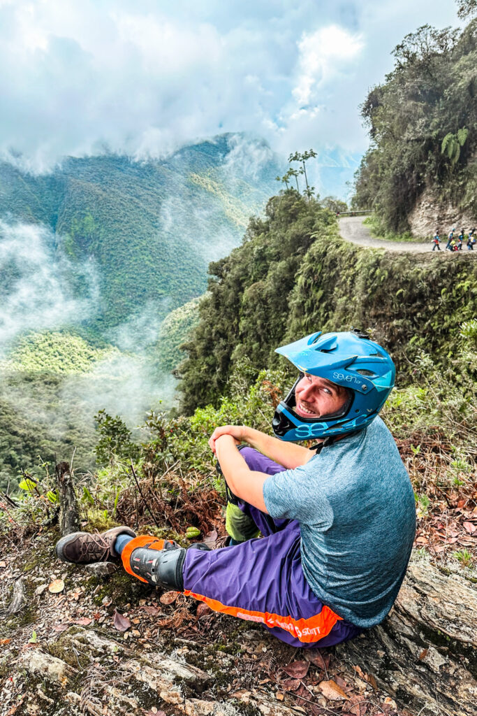 Mountain Biking Death Road in Bolivia: View over the Death Road
